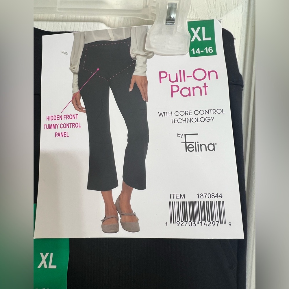 NWT Felina  Black Pull-On Pants with Core Control Technology size XL